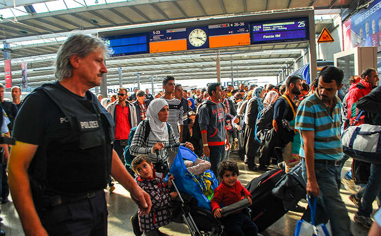 Flyktingar Munchen tågstation