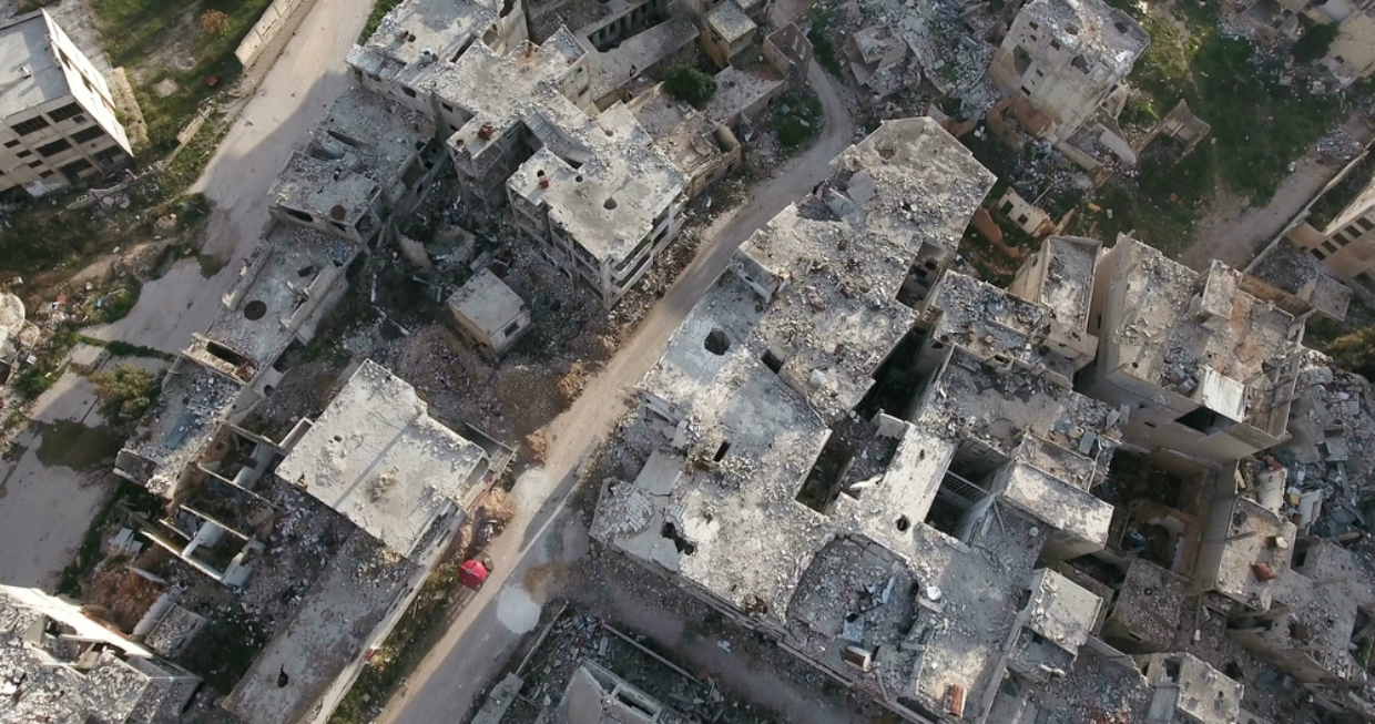 Det sönderbombade Homs – sett från luften. Foto: OBJM/Shutterstock