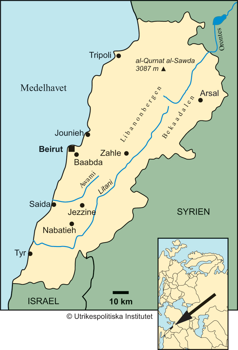 Libanon karta