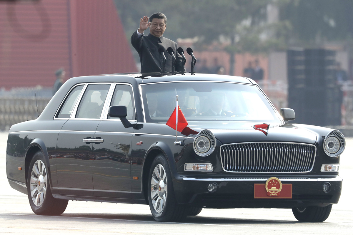 President Xi Jinping vid firandet av Folkrepubliken Kinas 70-årsdag i Peking den 1 oktober. Foto: Mark Schiefelbein/AP/TT