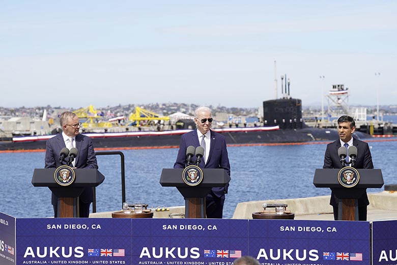Anglosaxisk tremaktspakt. Foto: AP/TT