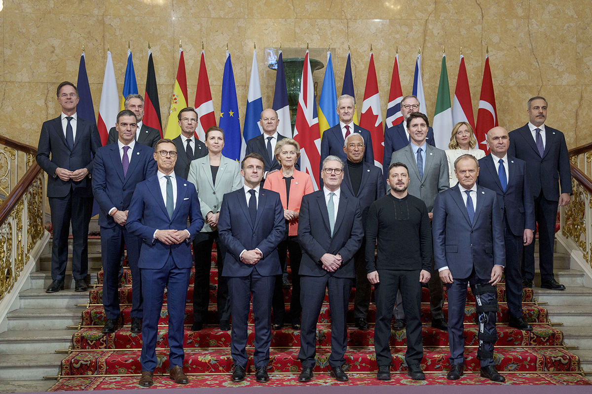 De villigas allians för Ukraina tillkännages i London i mars 2025. Foto: NTB/TT